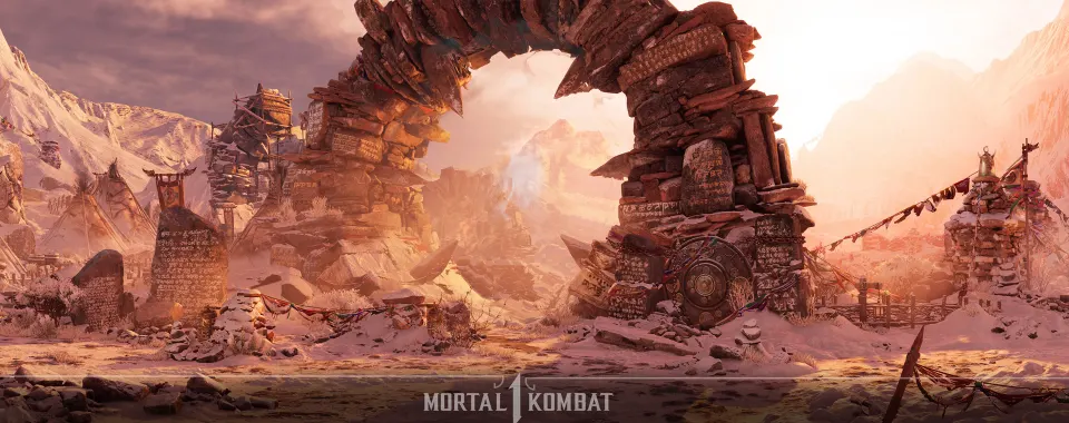 Mortal Kombat 1 snowy mountain arch arena